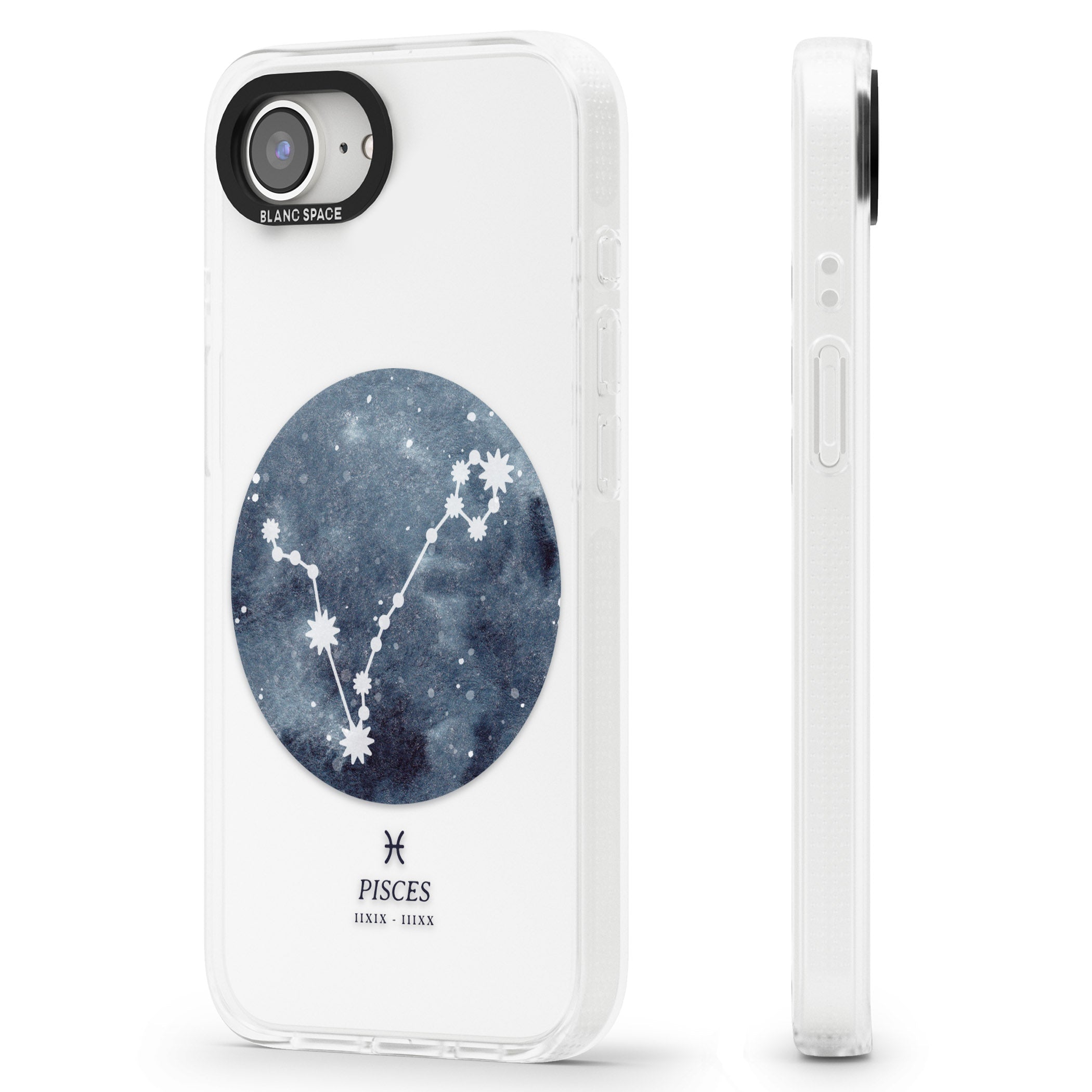 Pisces Zodiac Transparent Design - Blue iPhone 16e Clear Case Impact Air - Blanc Space