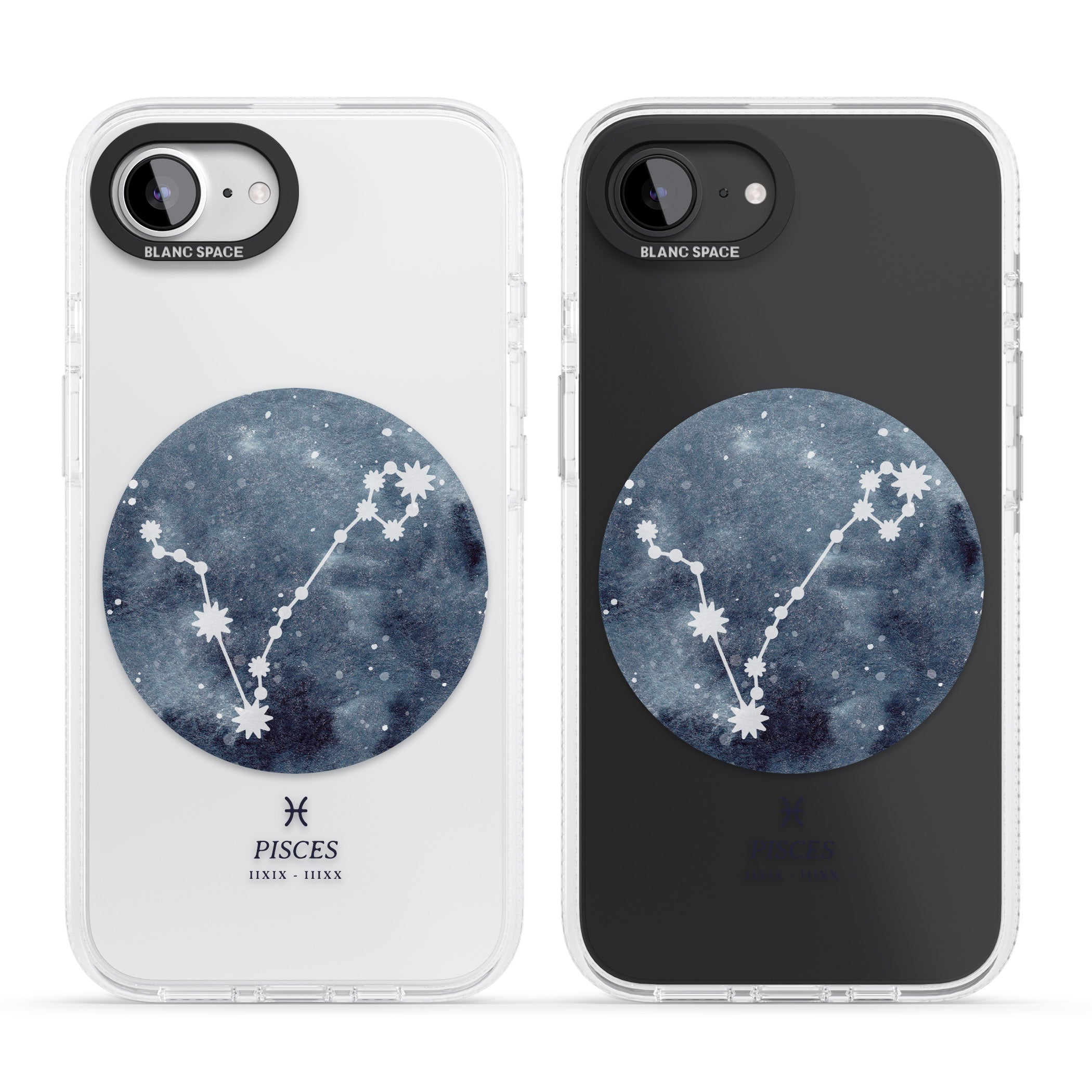 Pisces Zodiac Transparent Design - Blue iPhone 16e Clear Case Impact Air - Blanc Space