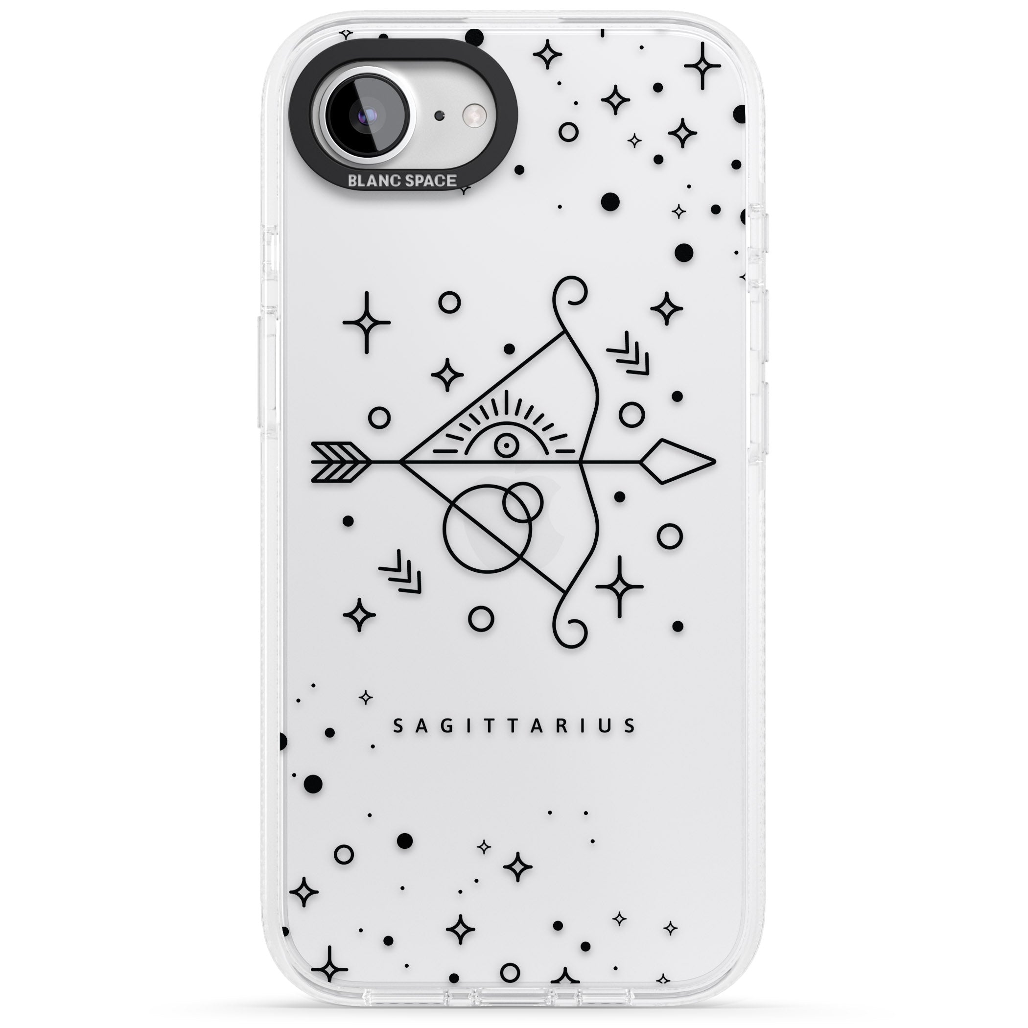 Sagittarius Emblem - Transparent Design iPhone 16e Clear Case Impact Air - Blanc Space