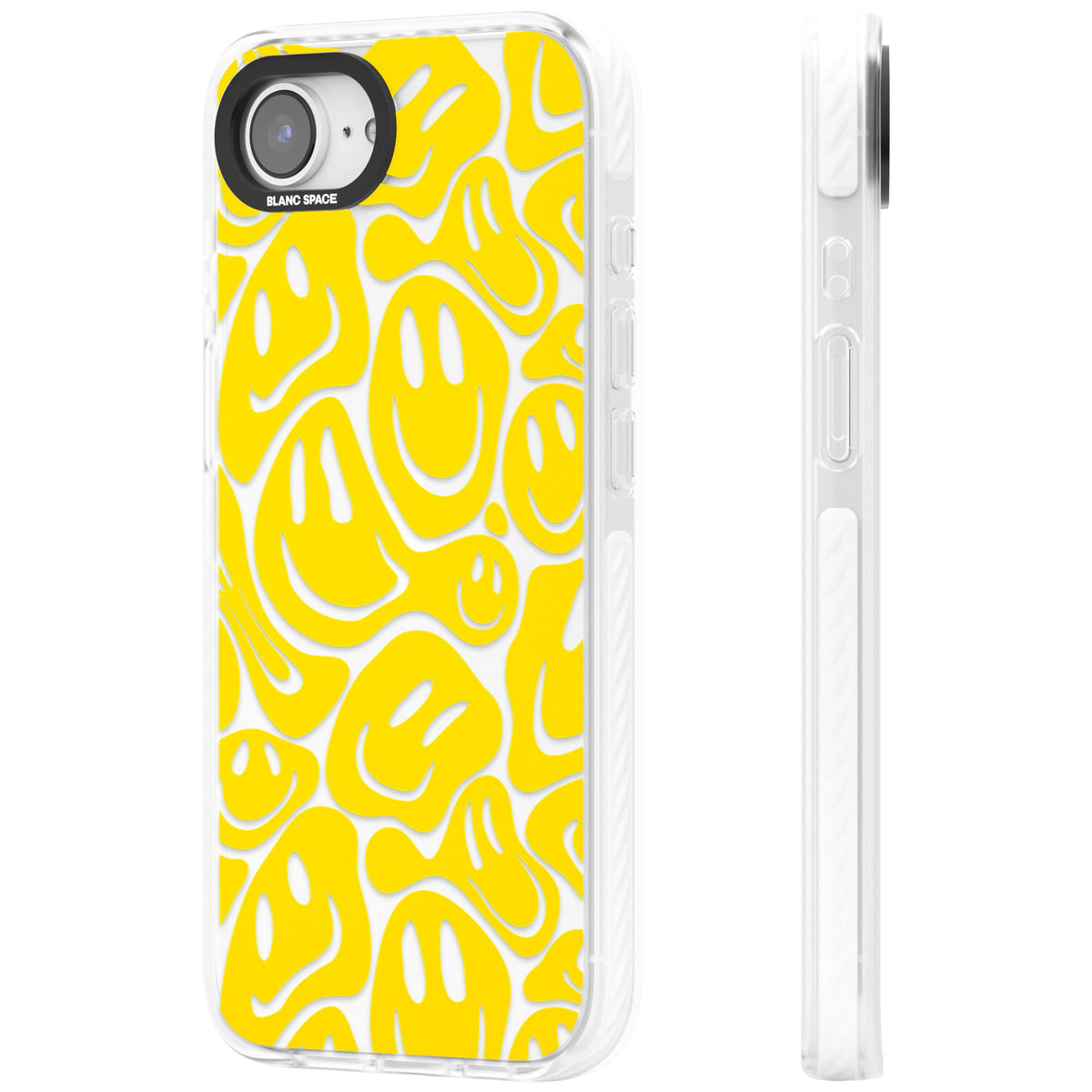 Yellow Acid Faces iPhone 16e / iPhone 17e Impact Clear Phone Case side