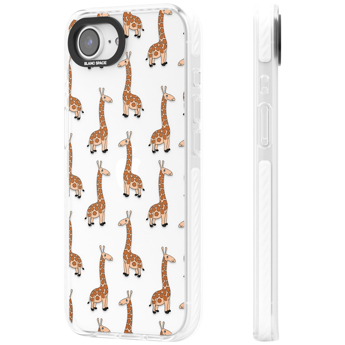 Cute Giraffe Pattern Clear iPhone 16e / iPhone 17e Impact Clear Phone Case side