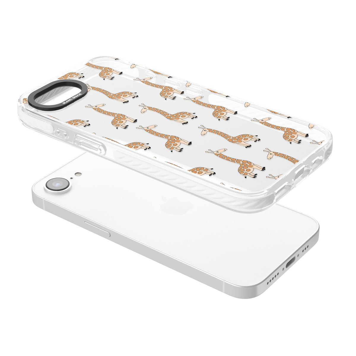 Cute Giraffe Pattern Clear iPhone 16e / iPhone 17e Impact Clear Phone Case angled