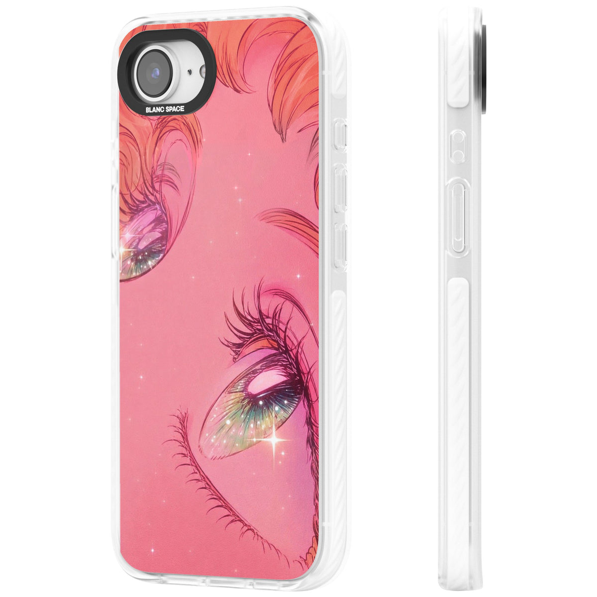 Pink Ethereal Gaze iPhone 16e / iPhone 17e Impact Clear Phone Case side