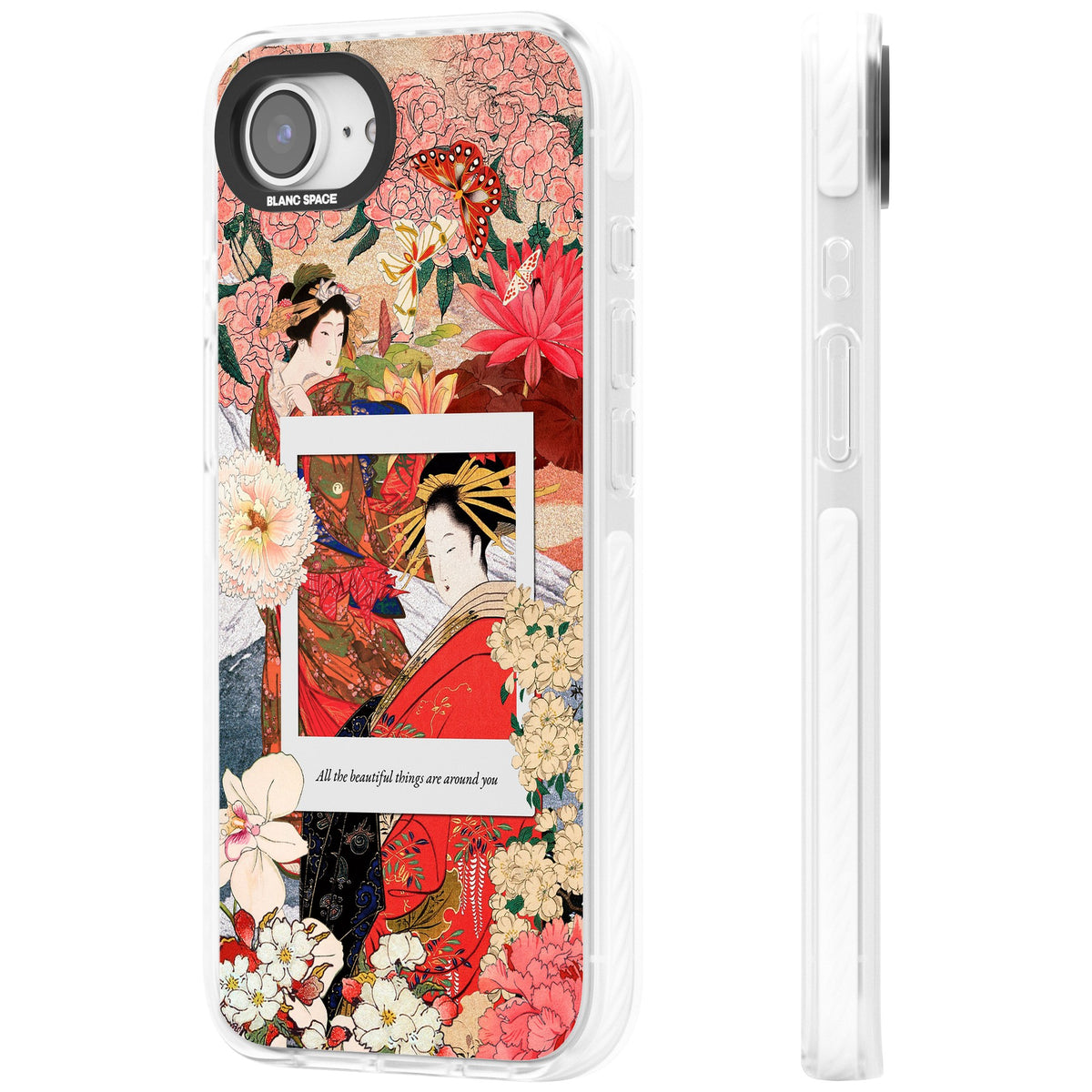 Woodblock Geisha iPhone 16e / iPhone 17e Impact Clear Phone Case side