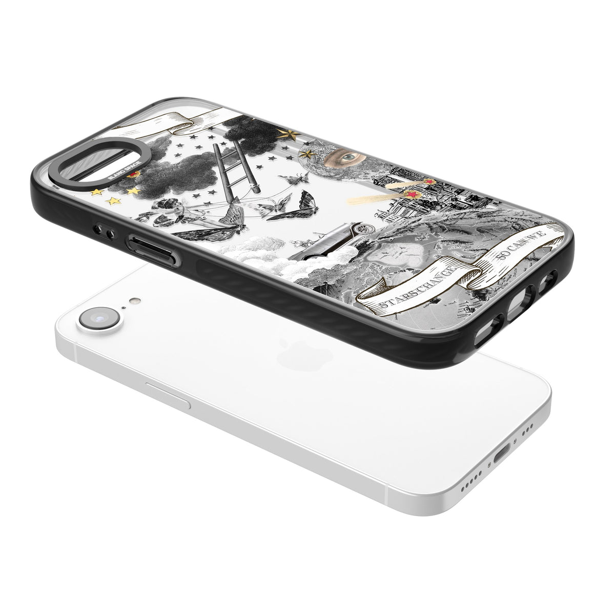 Stars Change So Can We iPhone 16e / iPhone 17e Impact Black Phone Case angled