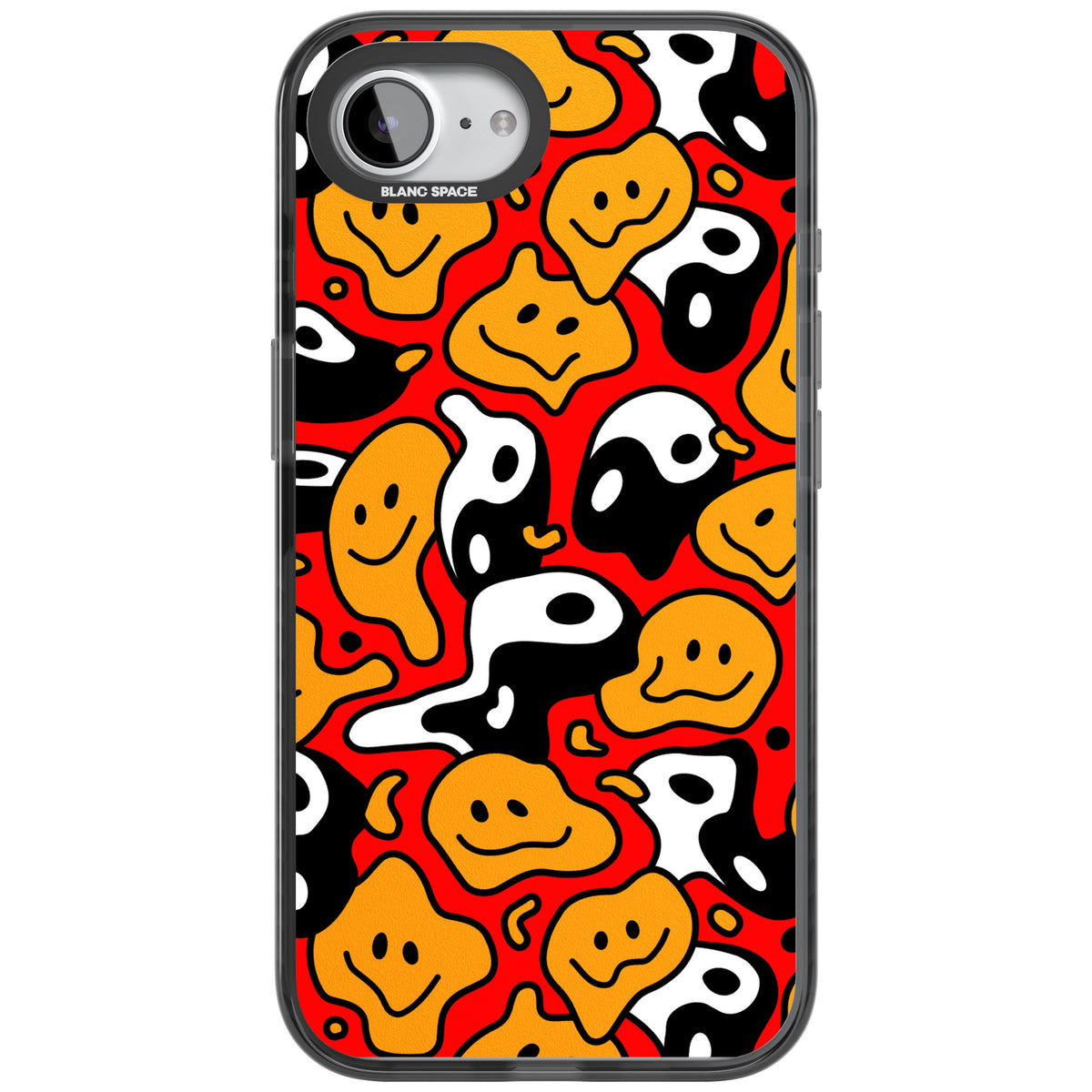 Yin Yang Acid Face iPhone 16e / iPhone 17e Impact Black Phone Case front