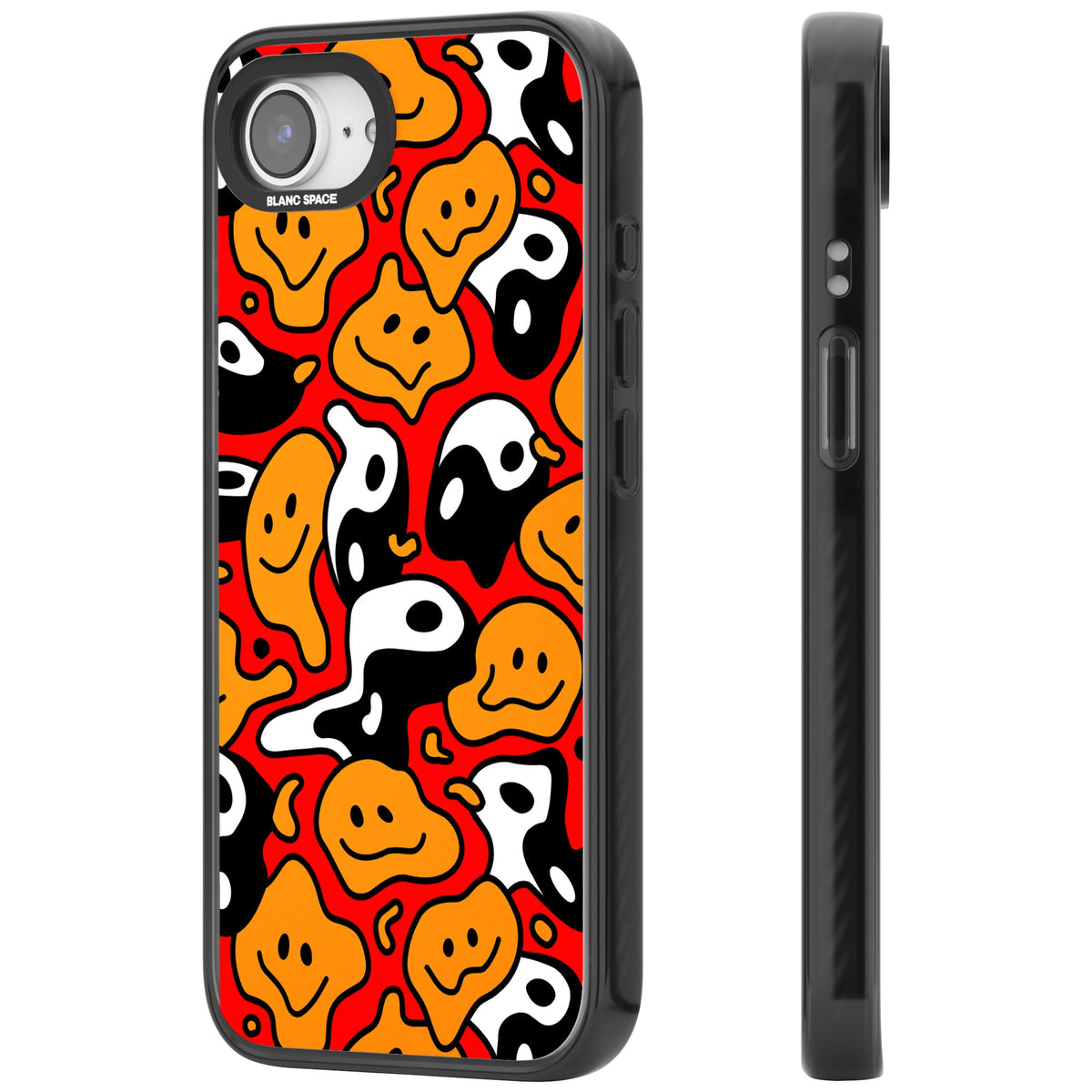 Yin Yang Acid Face iPhone 16e / iPhone 17e Impact Black Phone Case side