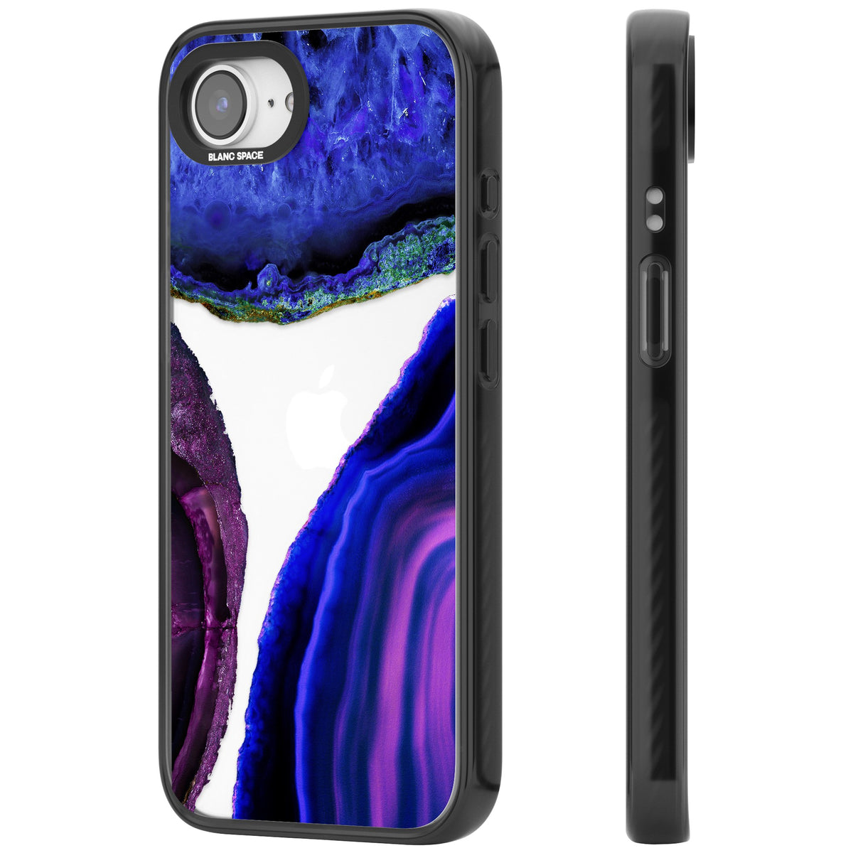 Violet Agate Slice iPhone 16e / iPhone 17e Impact Black Phone Case side
