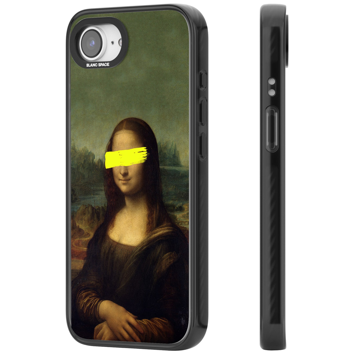 Vandaled Mona Lisa iPhone 16e / iPhone 17e Impact Black Phone Case side