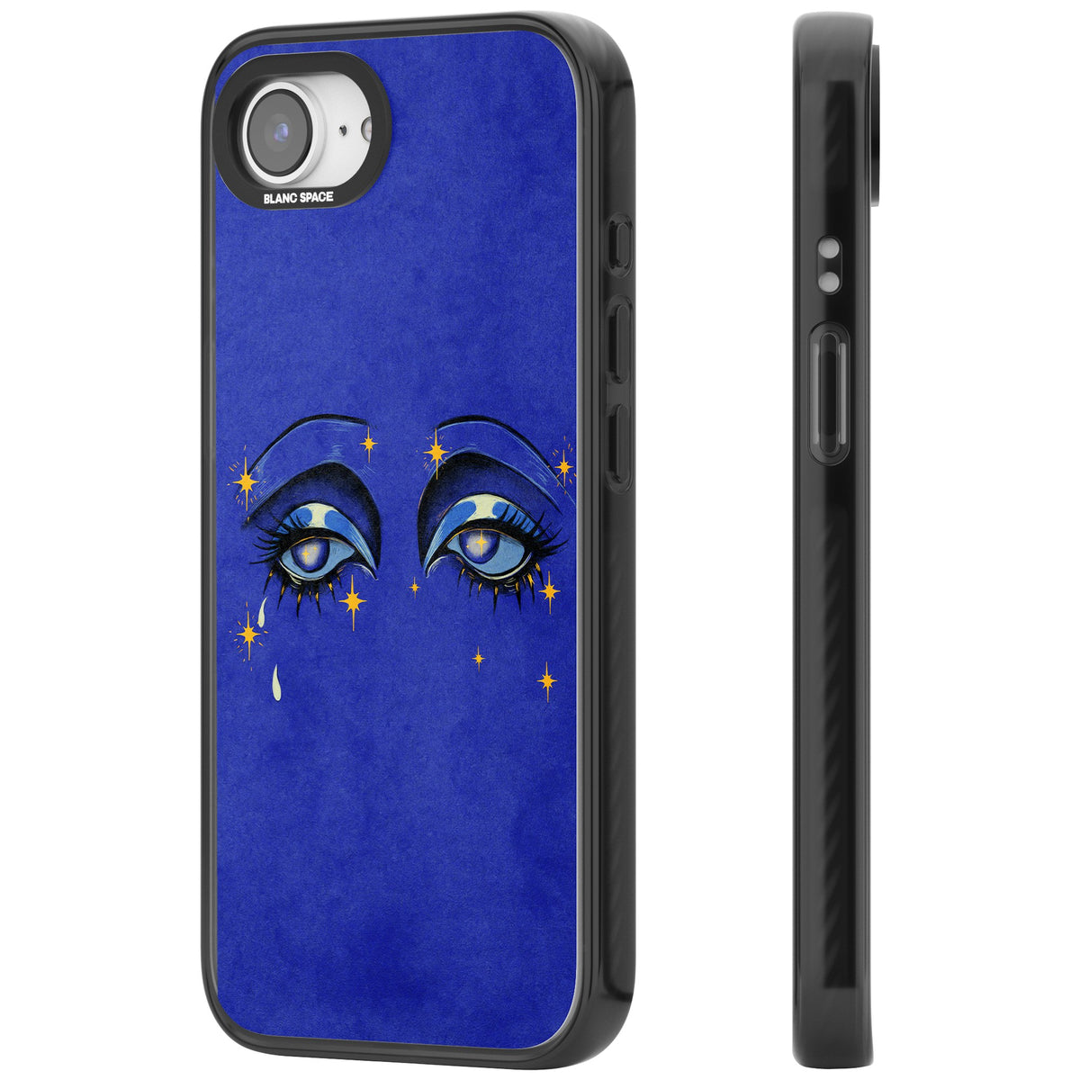 Blue Mystic Eyes iPhone 16e / iPhone 17e Impact Black Phone Case side