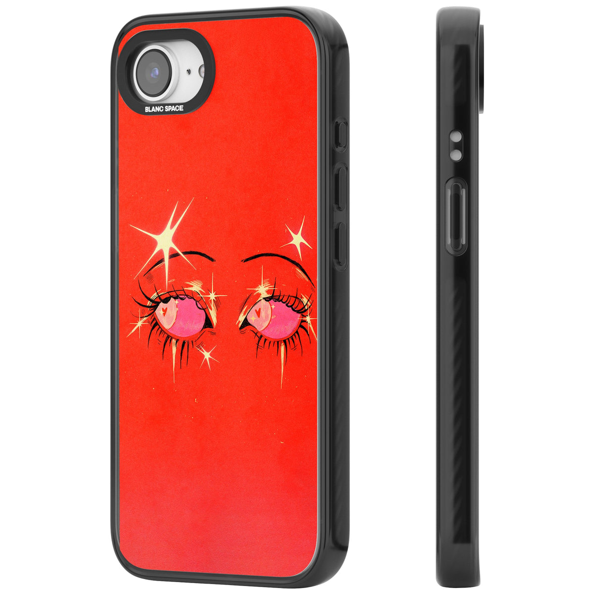 Pink Ethereal Eyes iPhone 16e / iPhone 17e Impact Black Phone Case side