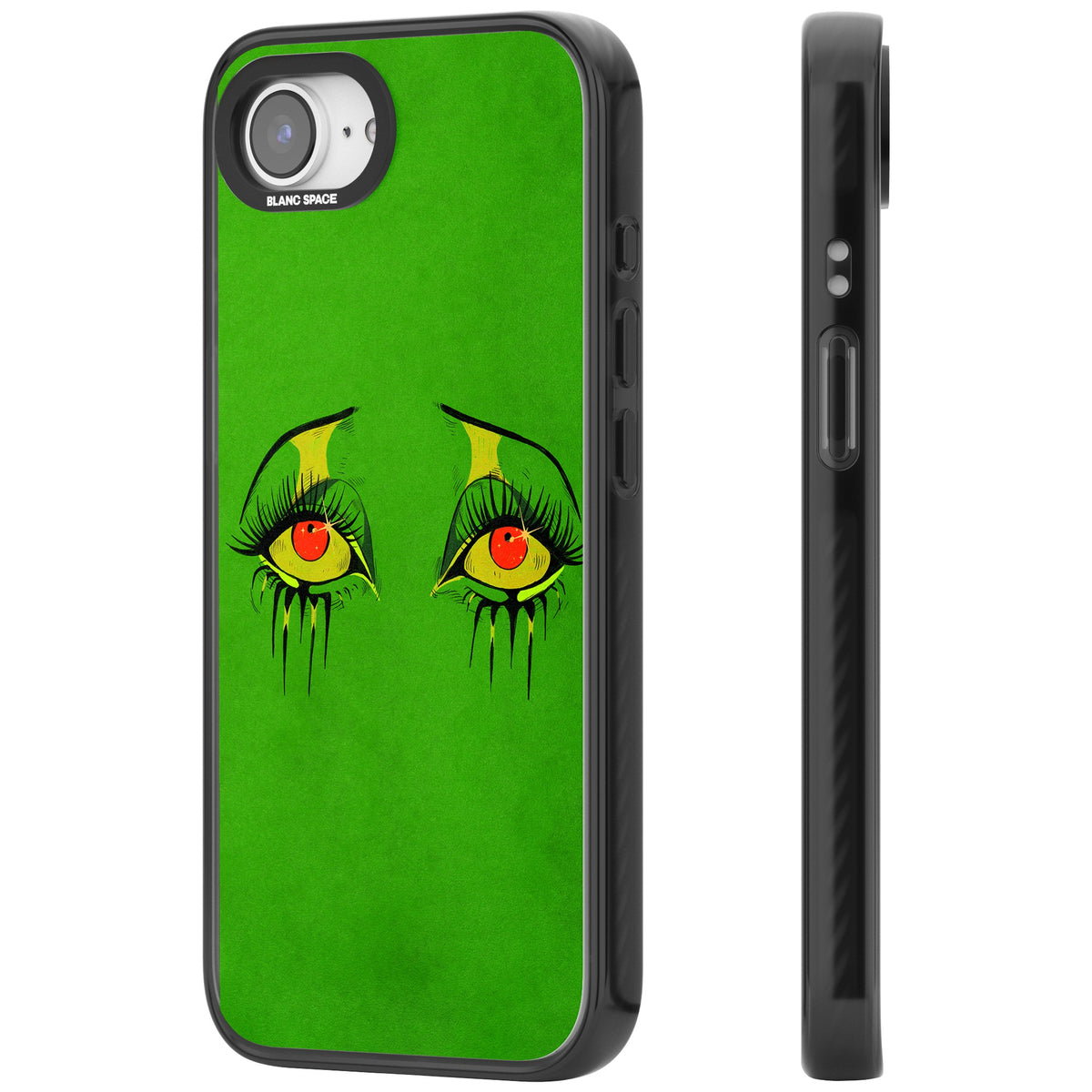 Green Enchanted Eyes iPhone 16e / iPhone 17e Impact Black Phone Case side