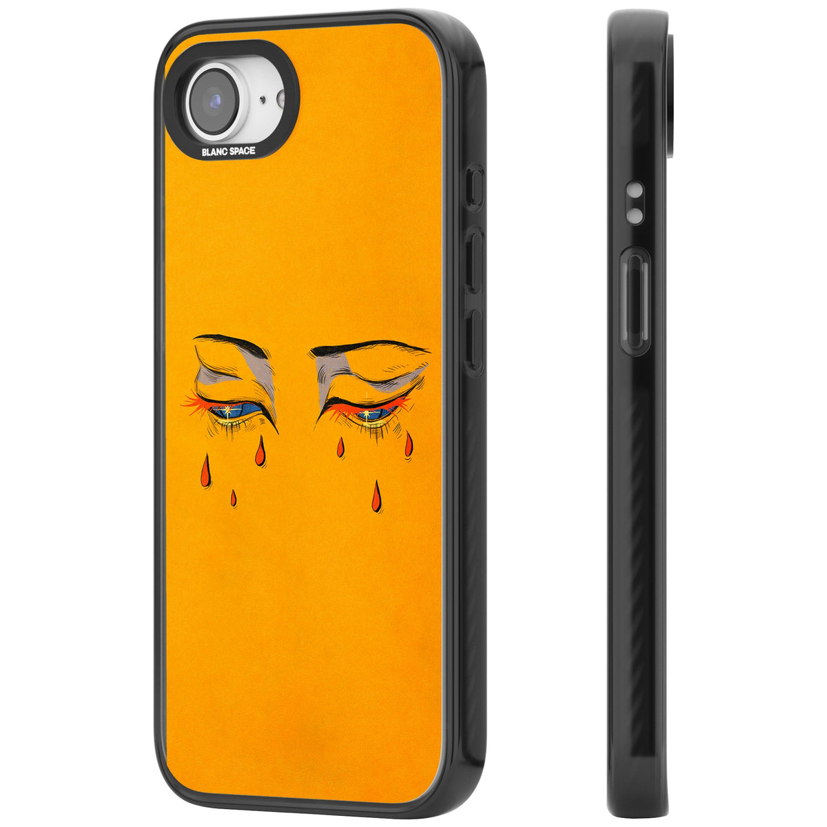 Yellow Tearful Eyes iPhone 16e / iPhone 17e Impact Black Phone Case side