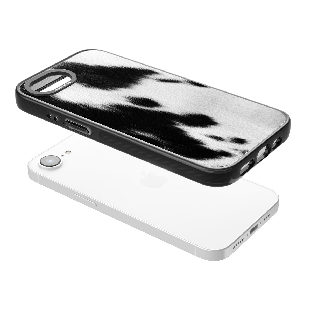 Cowhide iPhone 16e / iPhone 17e Impact Black Phone Case angled