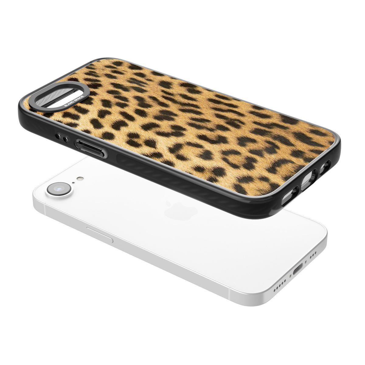 Savannah Leopard iPhone 16e / iPhone 17e Impact Black Phone Case angled