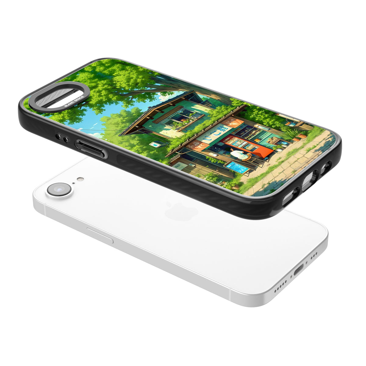 Countryside Kiosk iPhone 16e / iPhone 17e Impact Black Phone Case angled