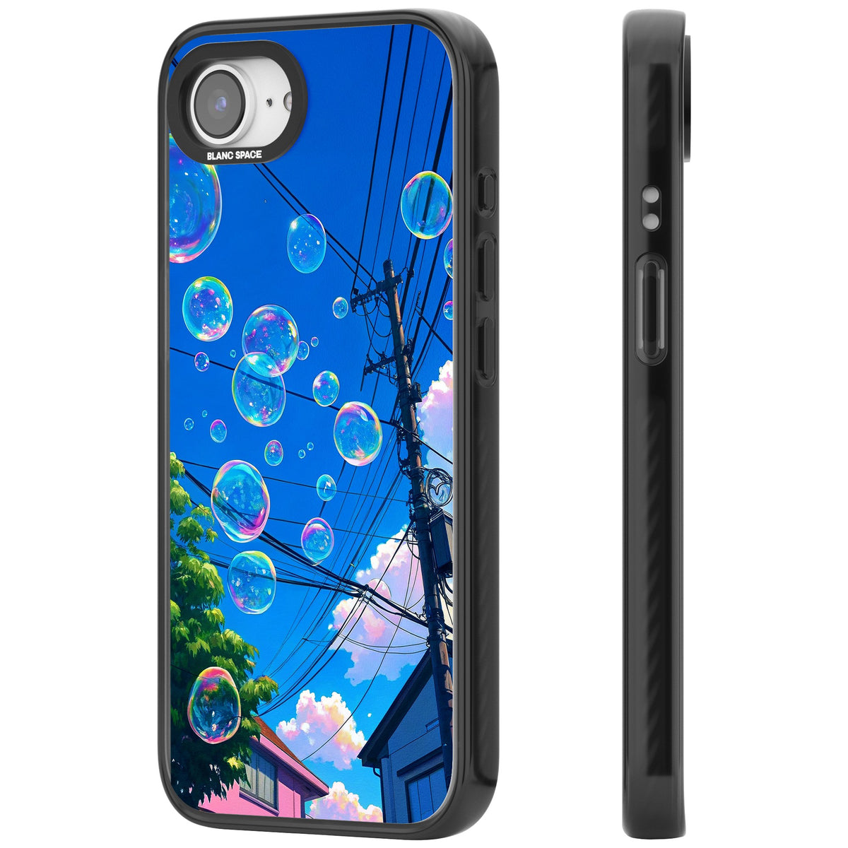 Suburban Bubbles iPhone 16e / iPhone 17e Impact Black Phone Case side
