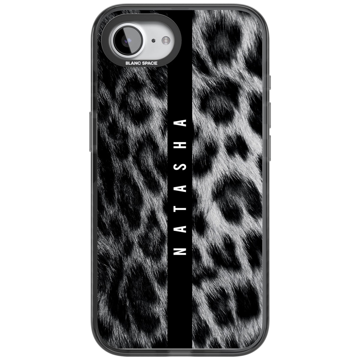 Snow Leopard iPhone 16e / iPhone 17e Impact Black Phone Case front