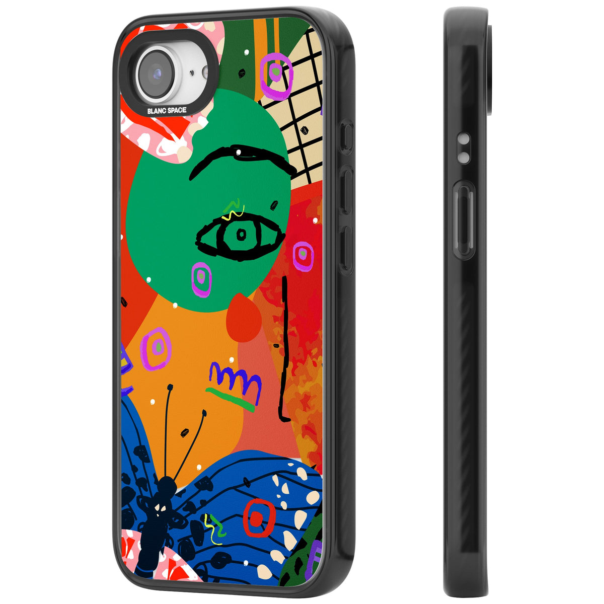 Abstract Butterfly iPhone 16e / iPhone 17e Impact Black Phone Case side