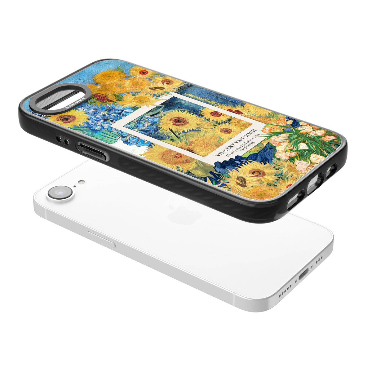Van Gogh Sunflowers iPhone 16e / iPhone 17e Impact Black Phone Case angled