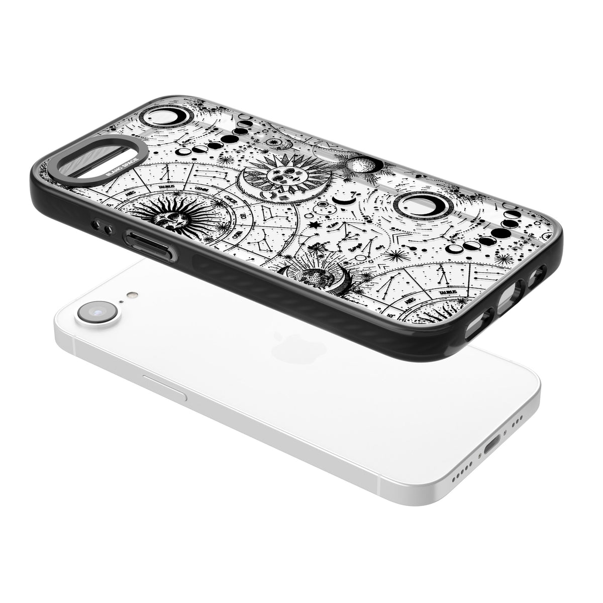 Astral Mystic iPhone 16e / iPhone 17e Impact Black Phone Case angled