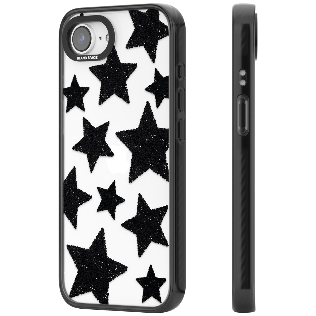 Beaded Black Stars iPhone 16e / iPhone 17e Impact Black Phone Case side