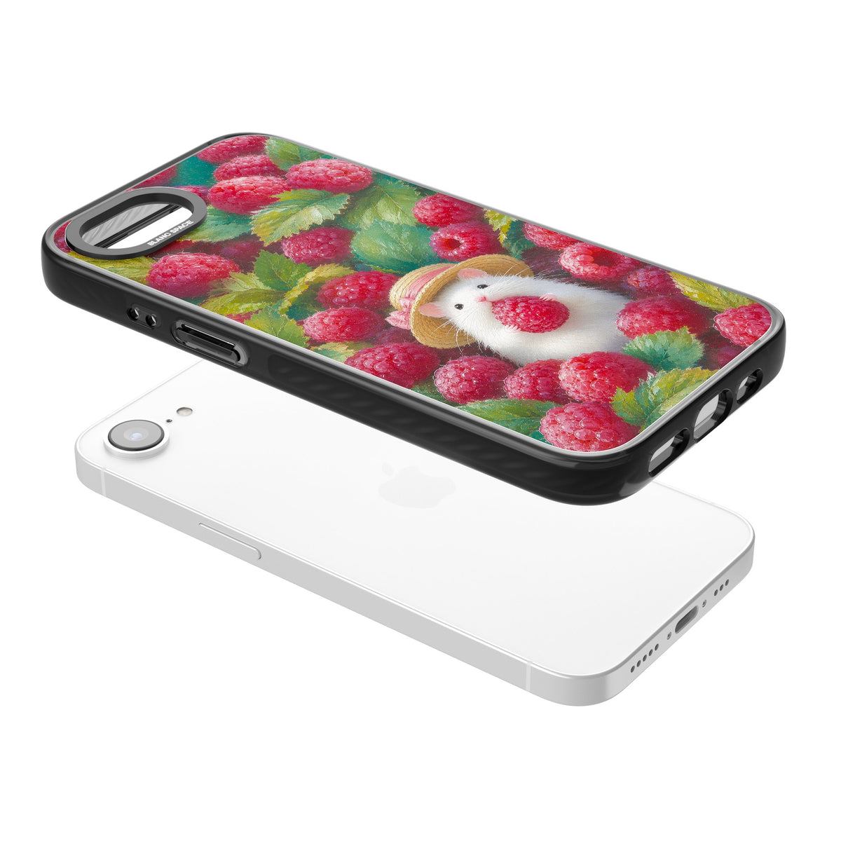 Berry Forager iPhone 16e / iPhone 17e Impact Black Phone Case angled