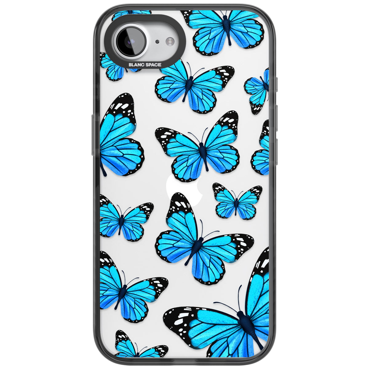 Azure Butterflies iPhone 16e / iPhone 17e Impact Black Phone Case front
