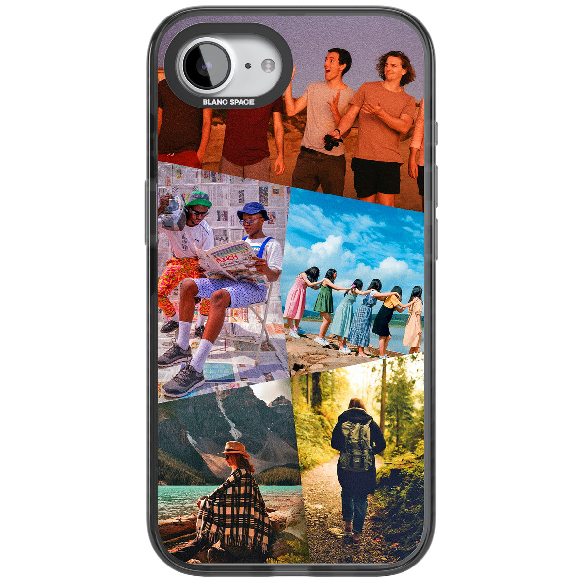 Personalised Abstract Photo Grid iPhone 16e / iPhone 17e Impact Black Phone Case front