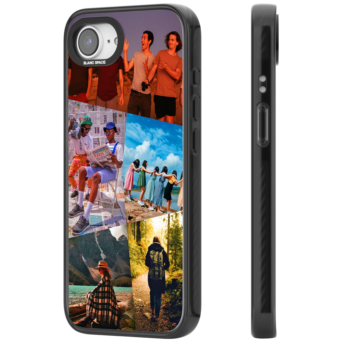 Personalised Abstract Photo Grid iPhone 16e / iPhone 17e Impact Black Phone Case side