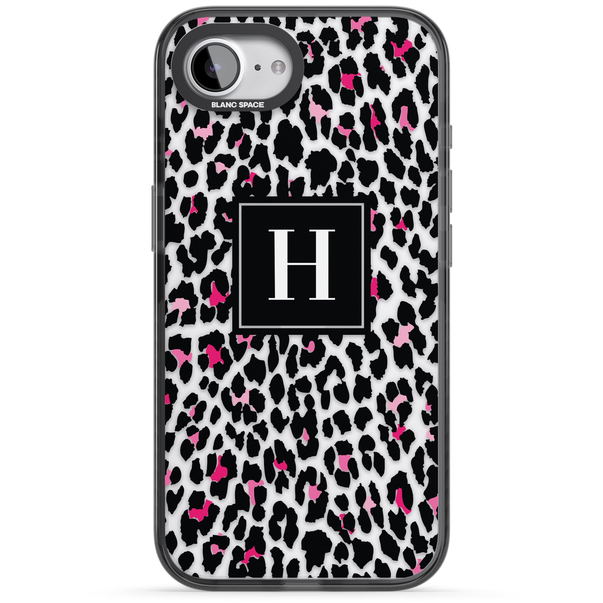 Personalised Clear Pink Leopard Monogram
