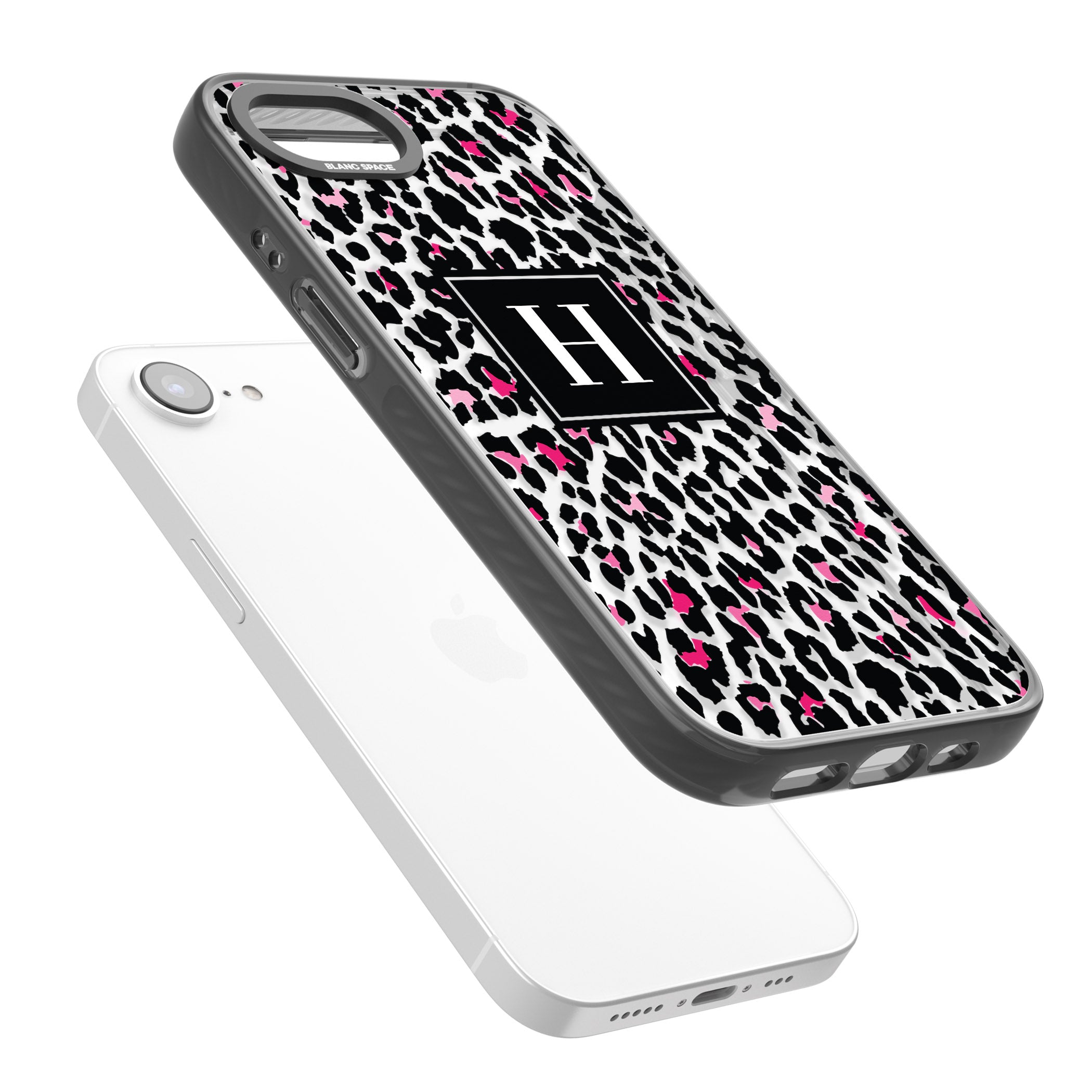 Personalised Clear Pink Leopard Monogram