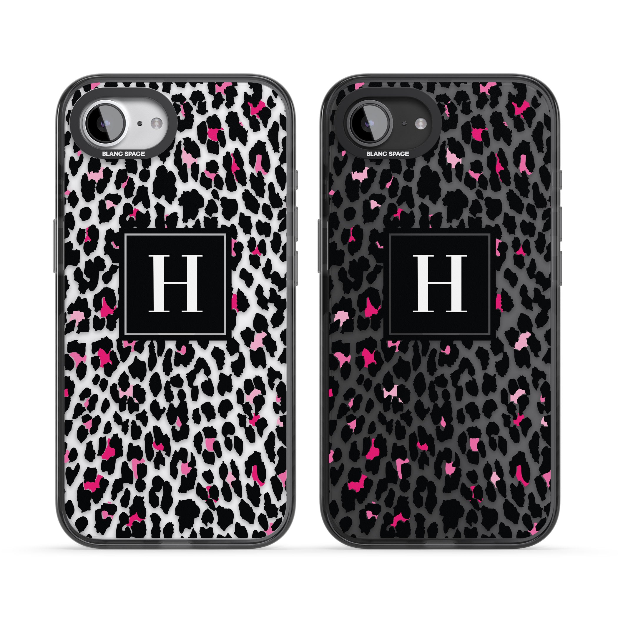 Personalised Clear Pink Leopard Monogram