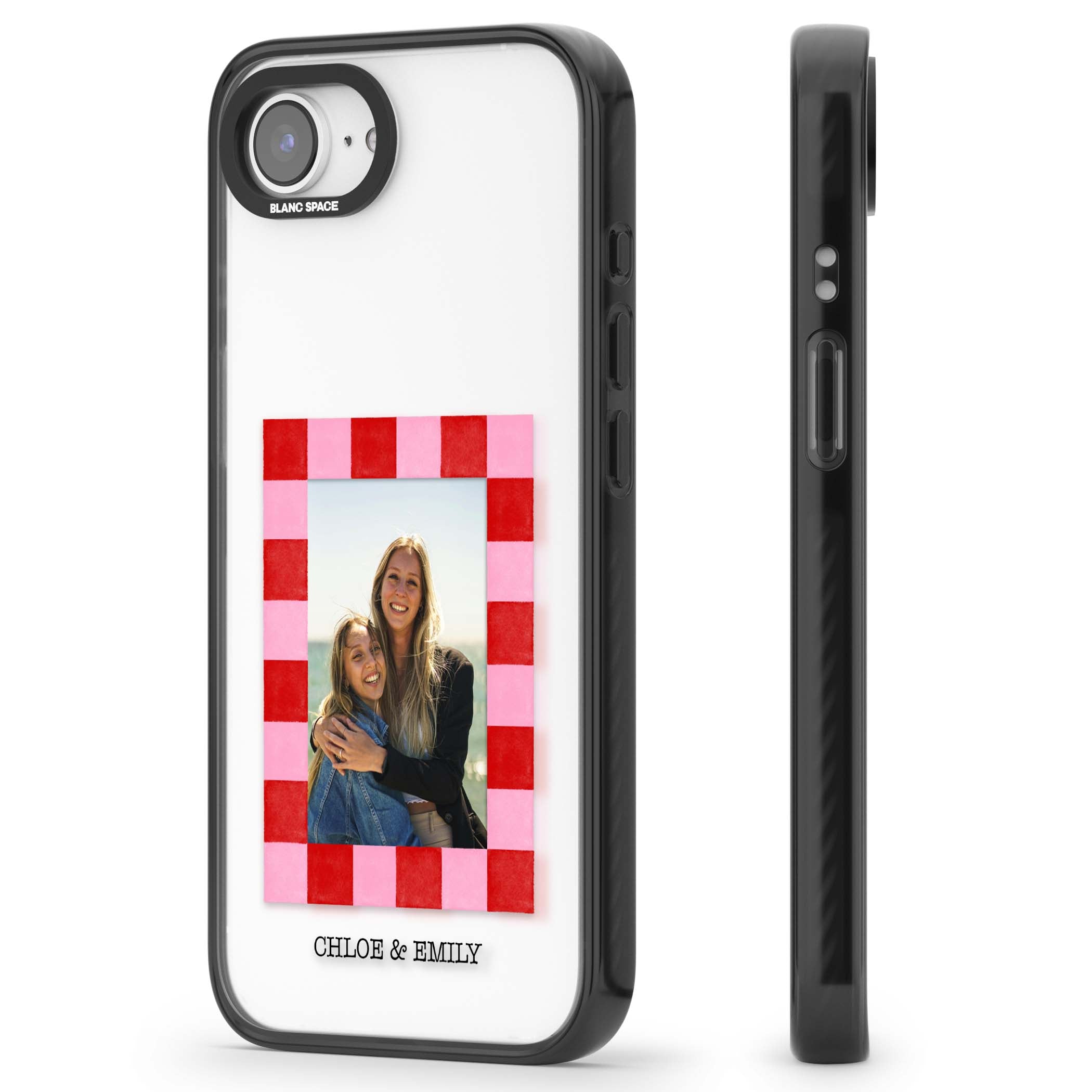 Bubblegum Check Photo for her iPhone case | Black Impact case for iPhone 16e, iPhone 17e