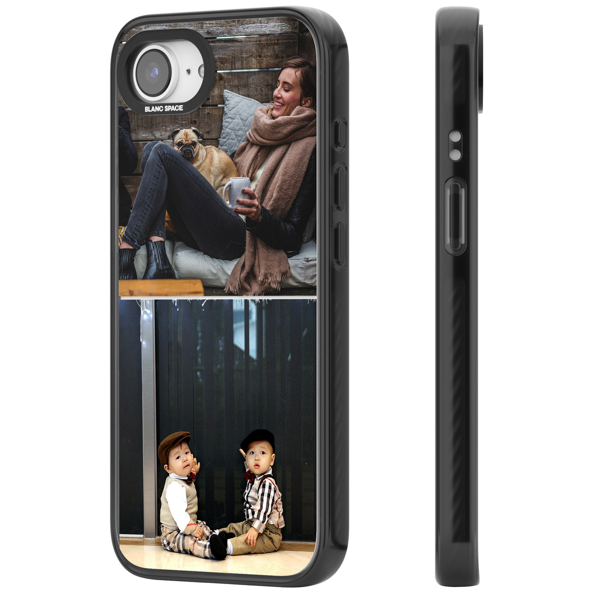 Personalised 2 Photo Grid iPhone 16e / iPhone 17e Impact Black Phone Case side