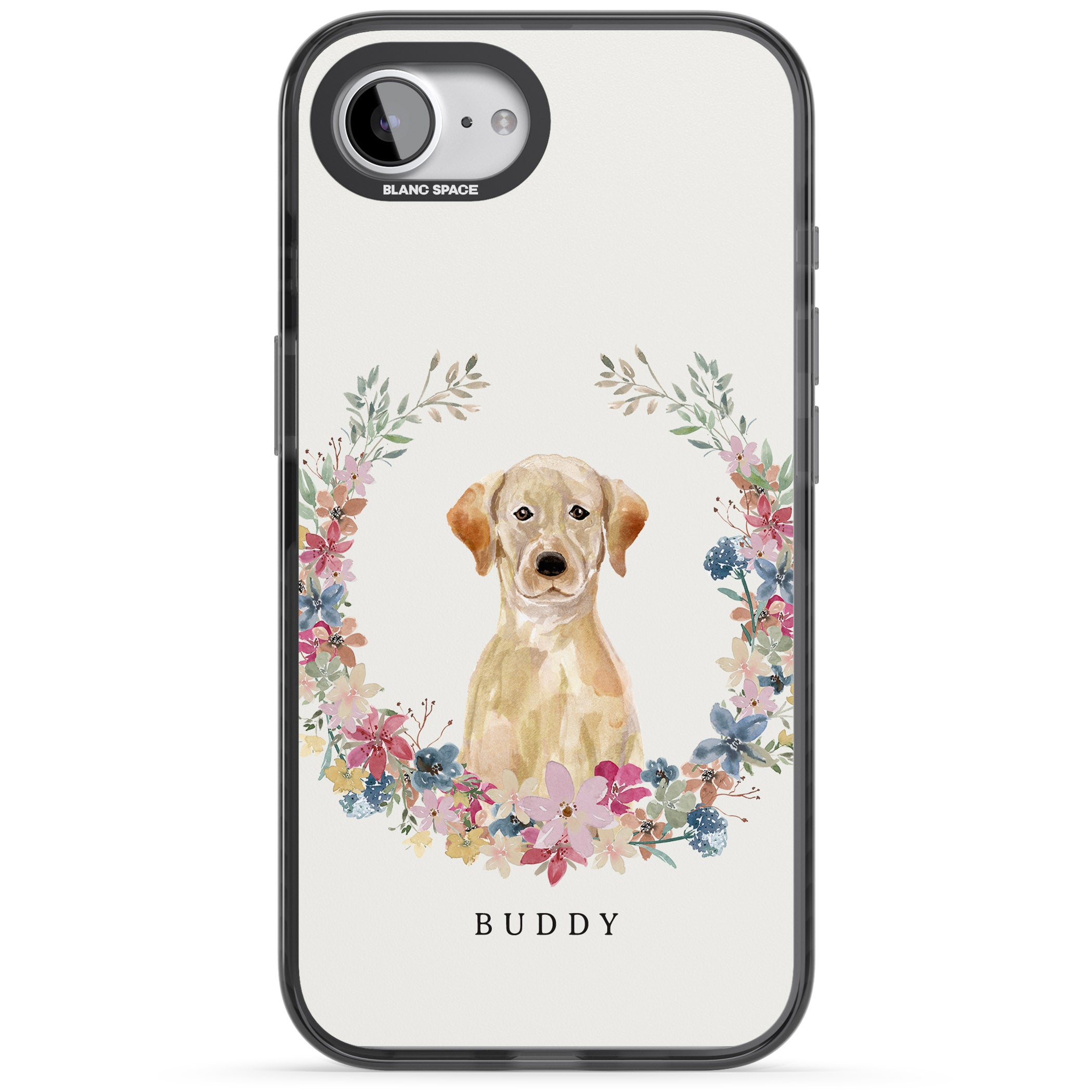 Personalised Yellow Labrador Retriever Floral Portrait