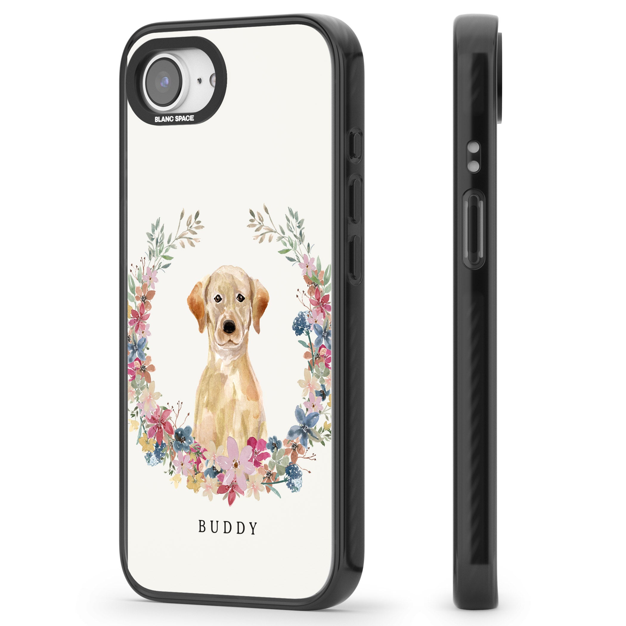 Personalised Yellow Labrador Retriever Floral Portrait