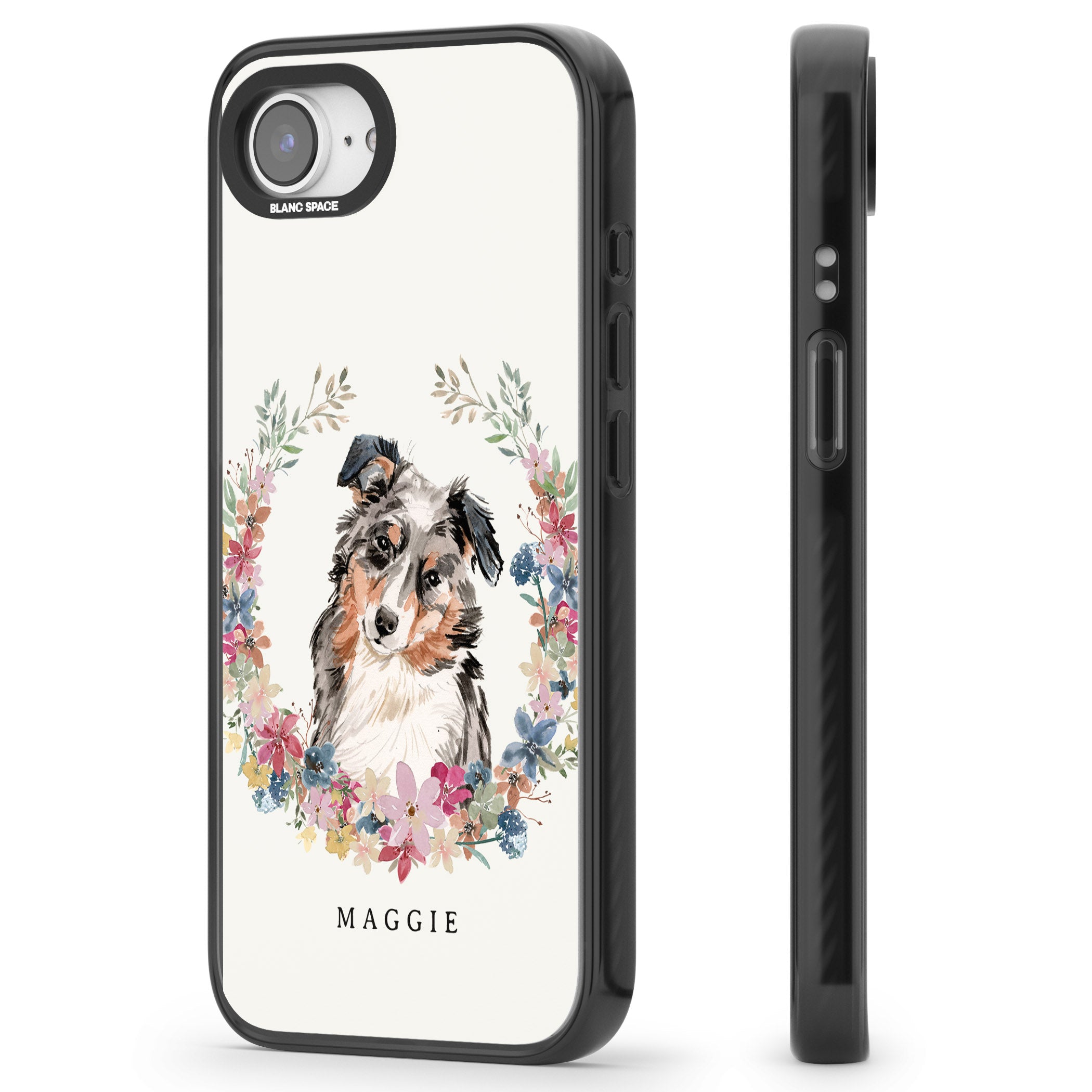 Personalised Australian Shepherd Floral Portrait