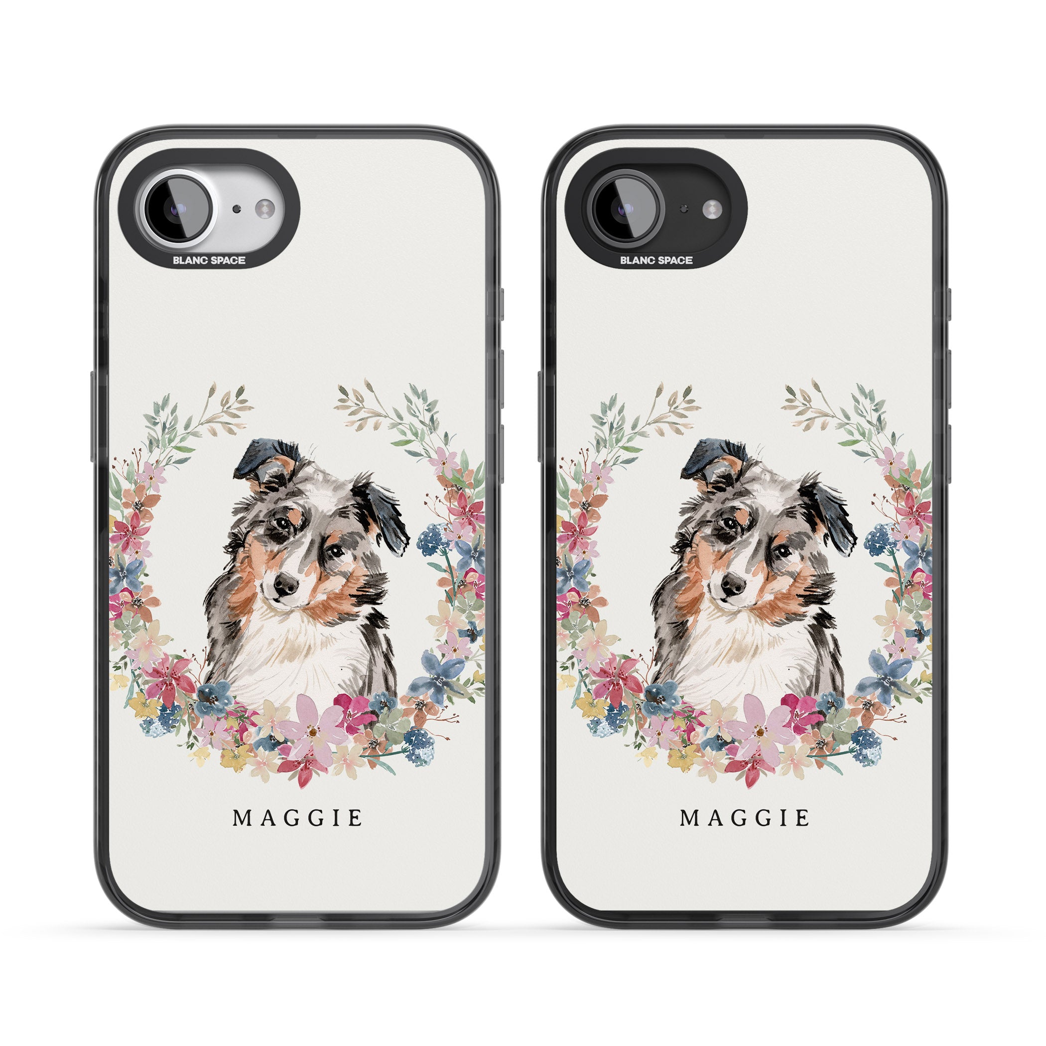 Personalised Australian Shepherd Floral Portrait