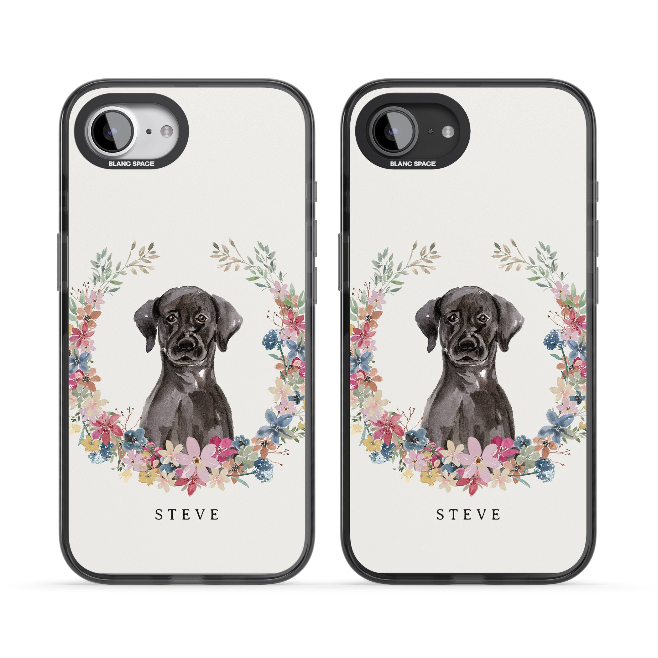 Personalised Black Labrador Floral Portrait