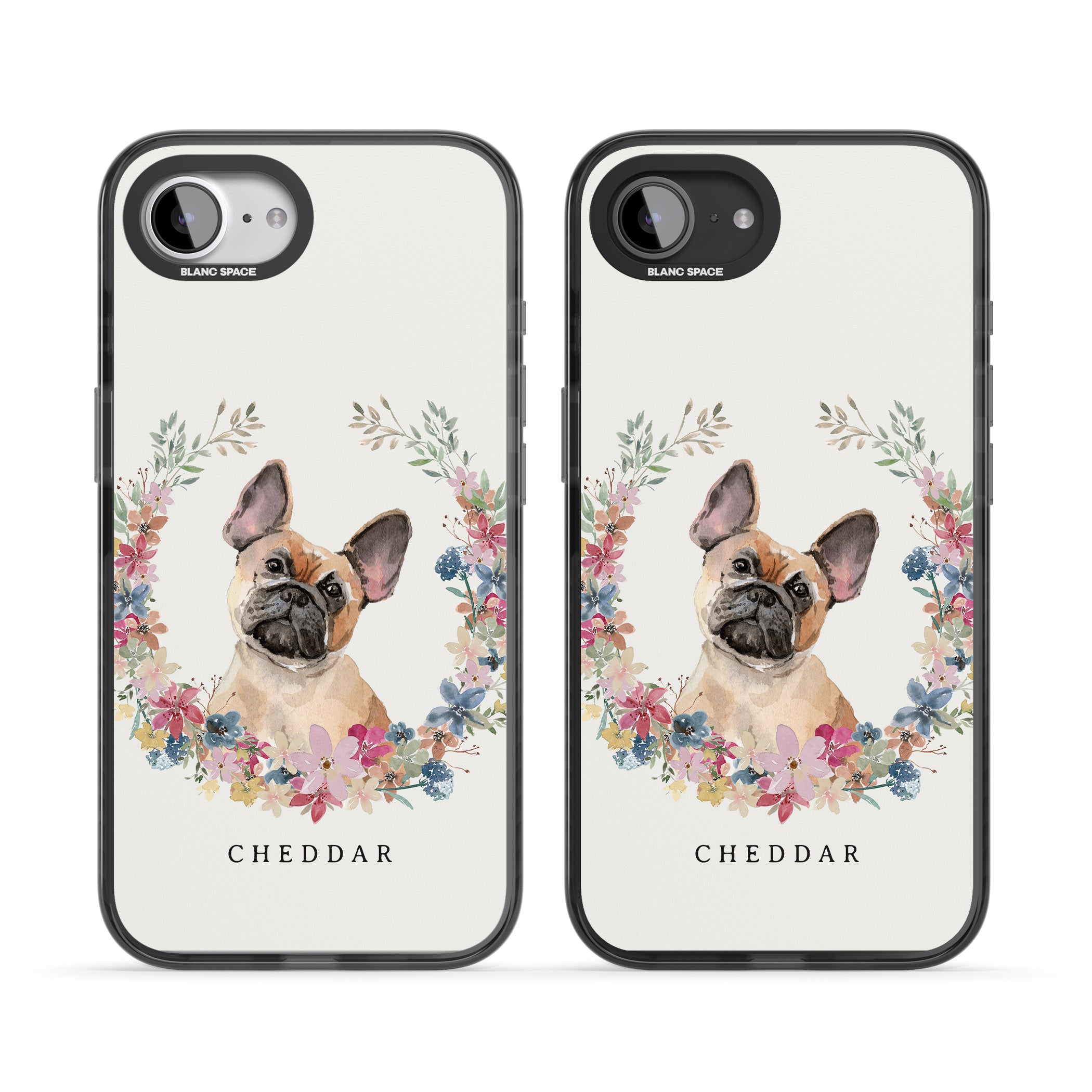 Personalised Tan French Bulldog Floral Portrait