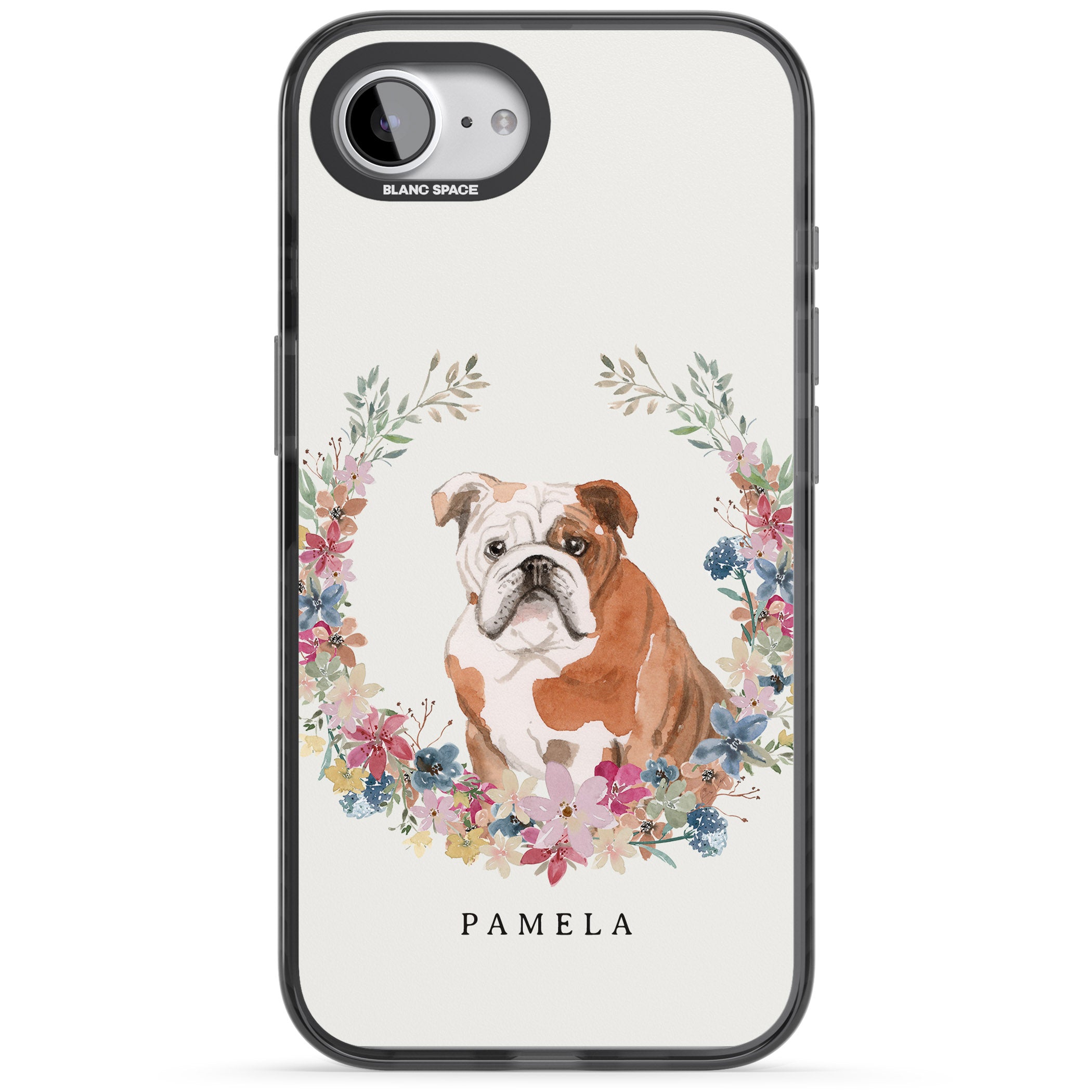 Personalised English Bulldog Floral Portrait