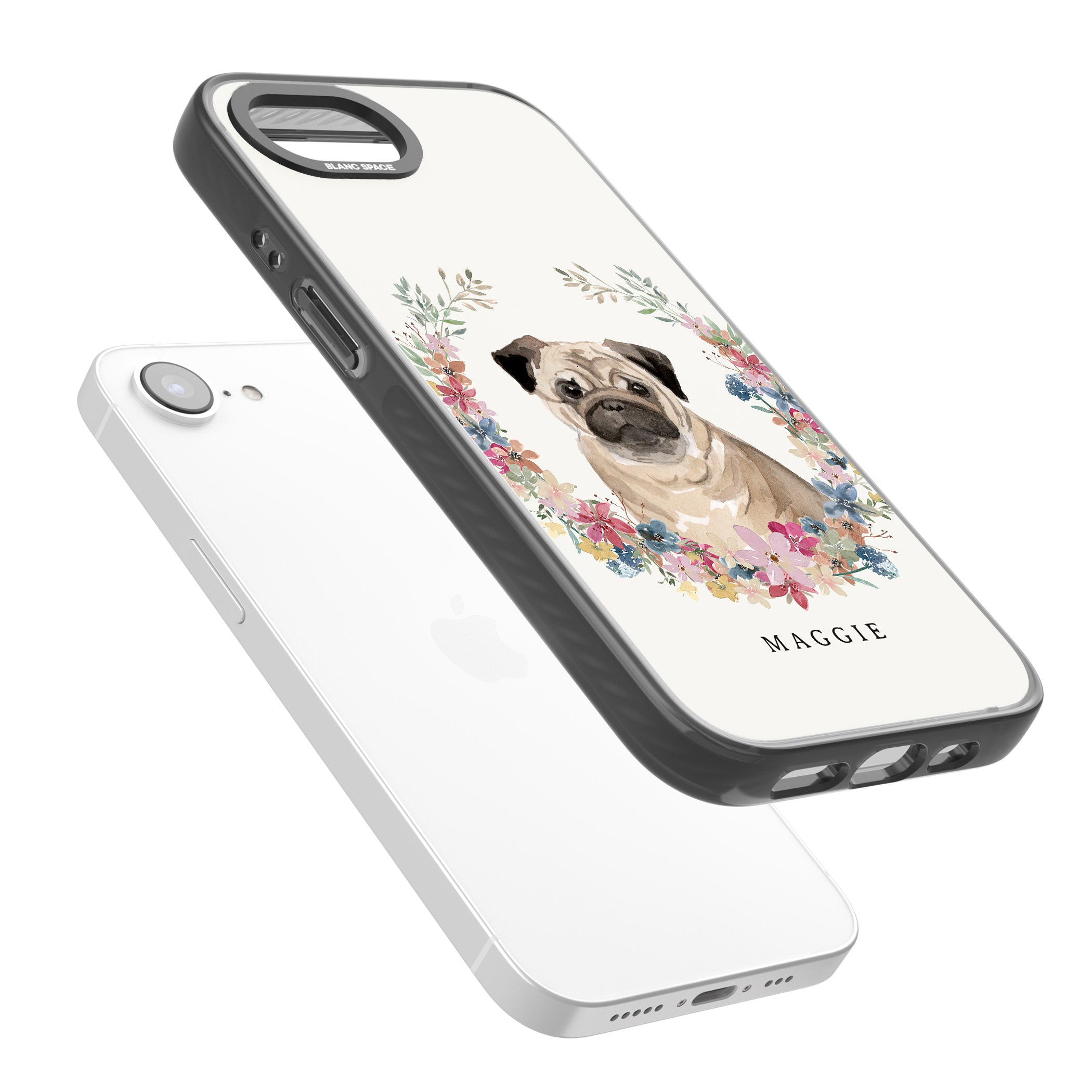 Personalised Pug Floral Portrait