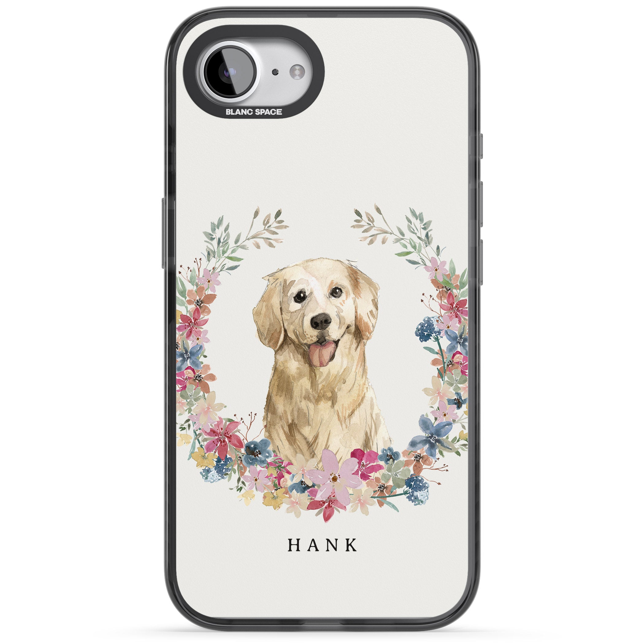 Personalised Golden Retriever Floral Portrait