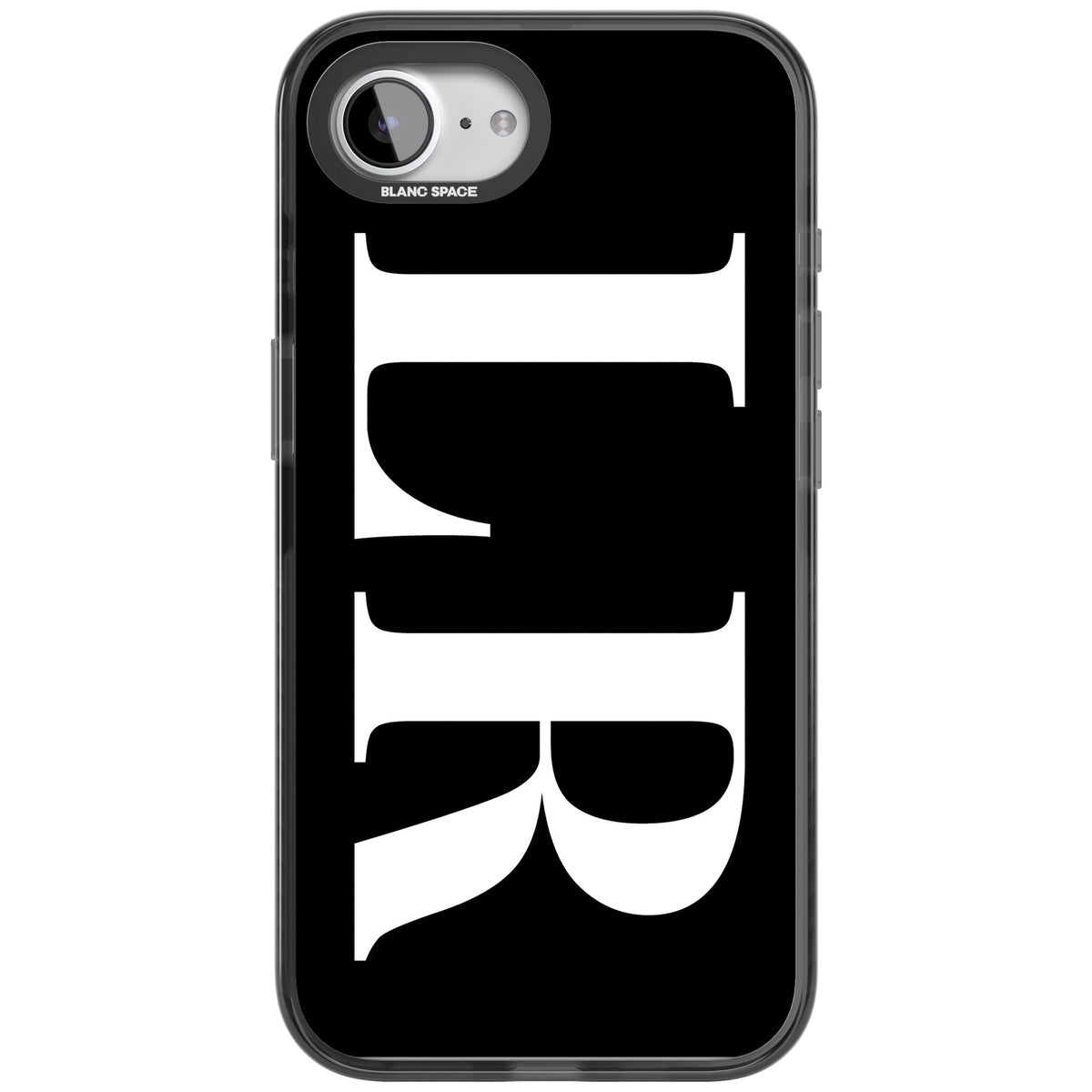Personalised White & Black Letters iPhone 16e / iPhone 17e Impact Black Phone Case front