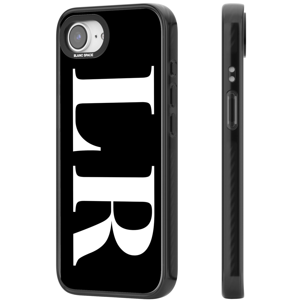 Personalised White & Black Letters iPhone 16e / iPhone 17e Impact Black Phone Case side