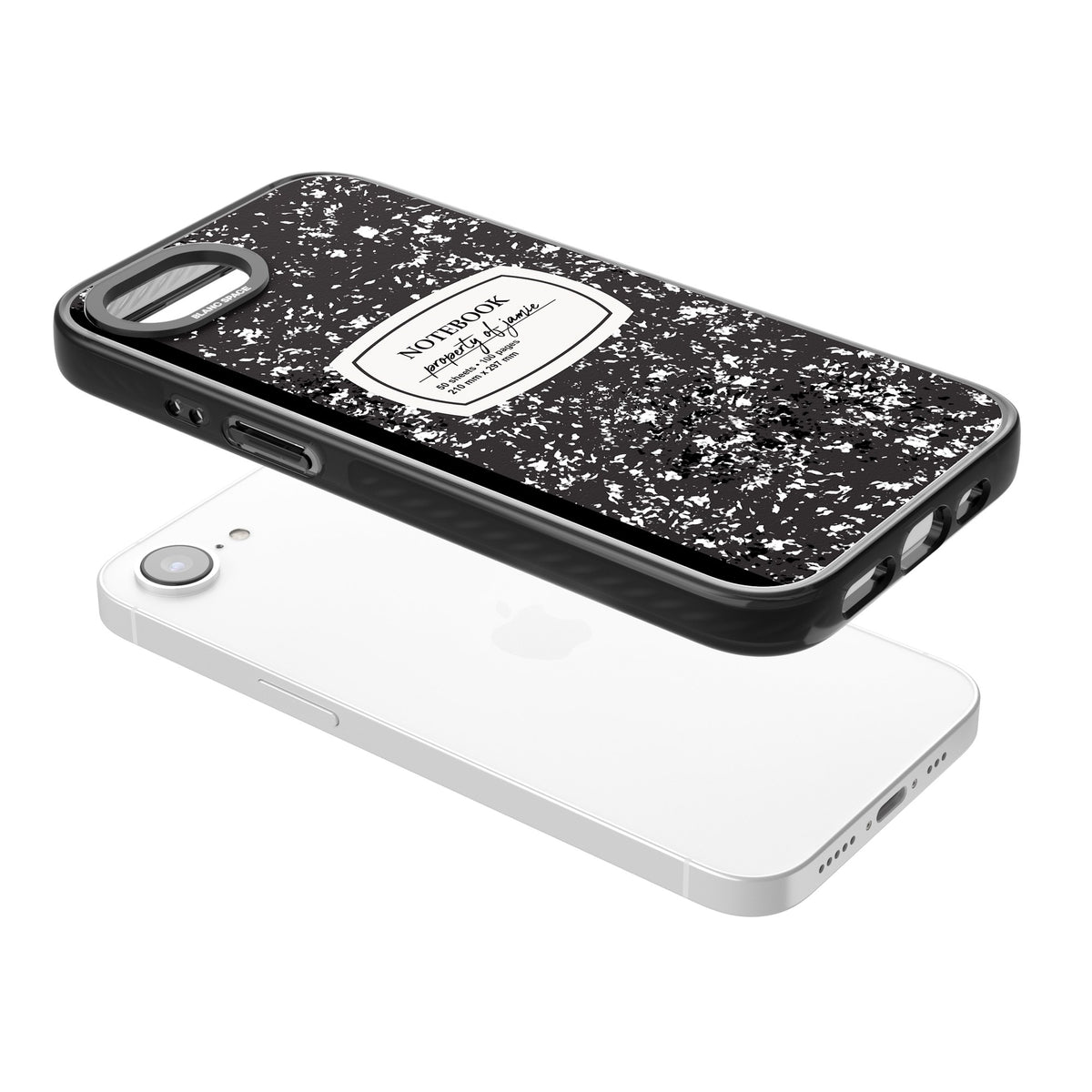 Personalised Classic Composition iPhone 16e / iPhone 17e Impact Black Phone Case angled