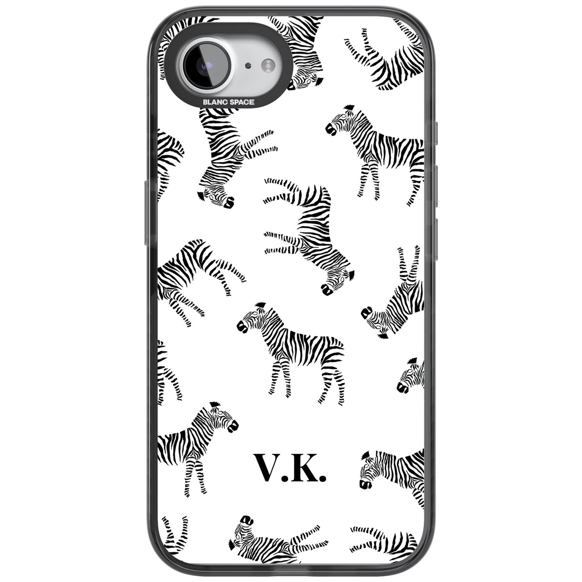 Personalised Monochrome Zebra iPhone 16e / iPhone 17e Impact Black Phone Case front