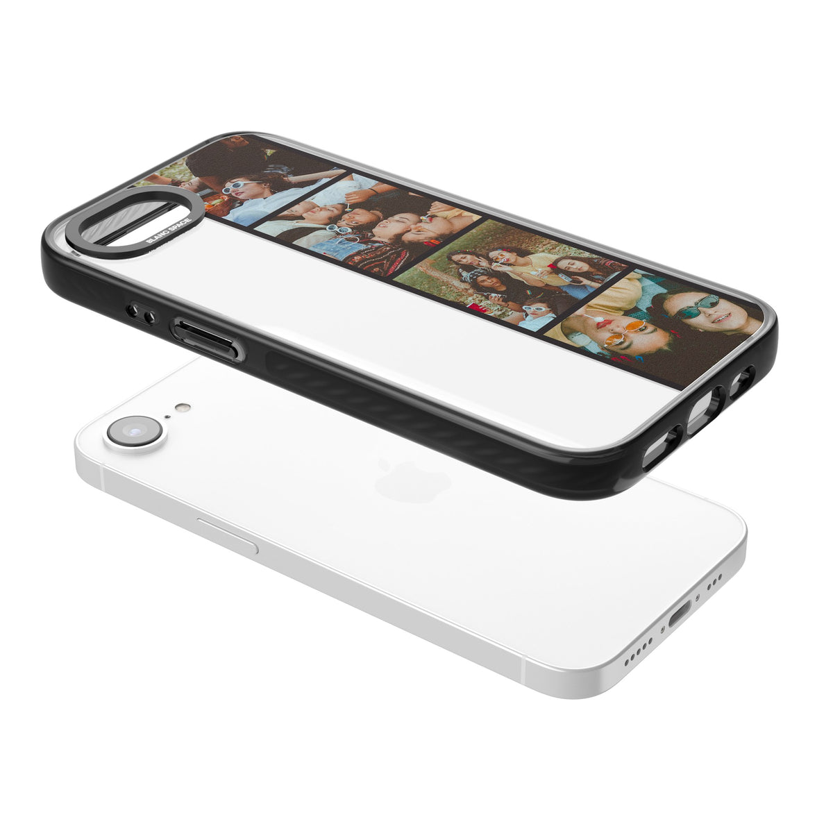 Personalised Photo Strip iPhone 16e / iPhone 17e Impact Black Phone Case angled