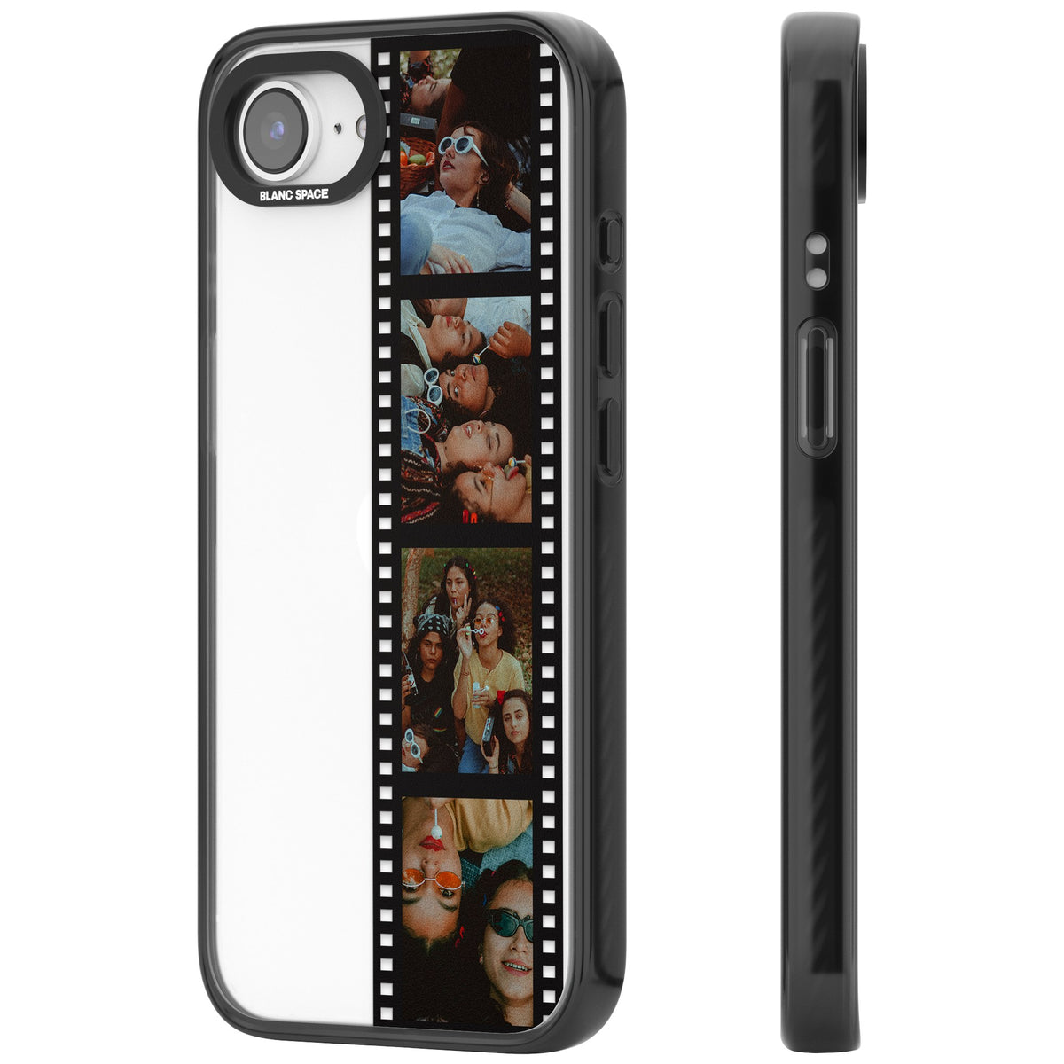 Personalised Photo Film Strip iPhone 16e / iPhone 17e Impact Black Phone Case side